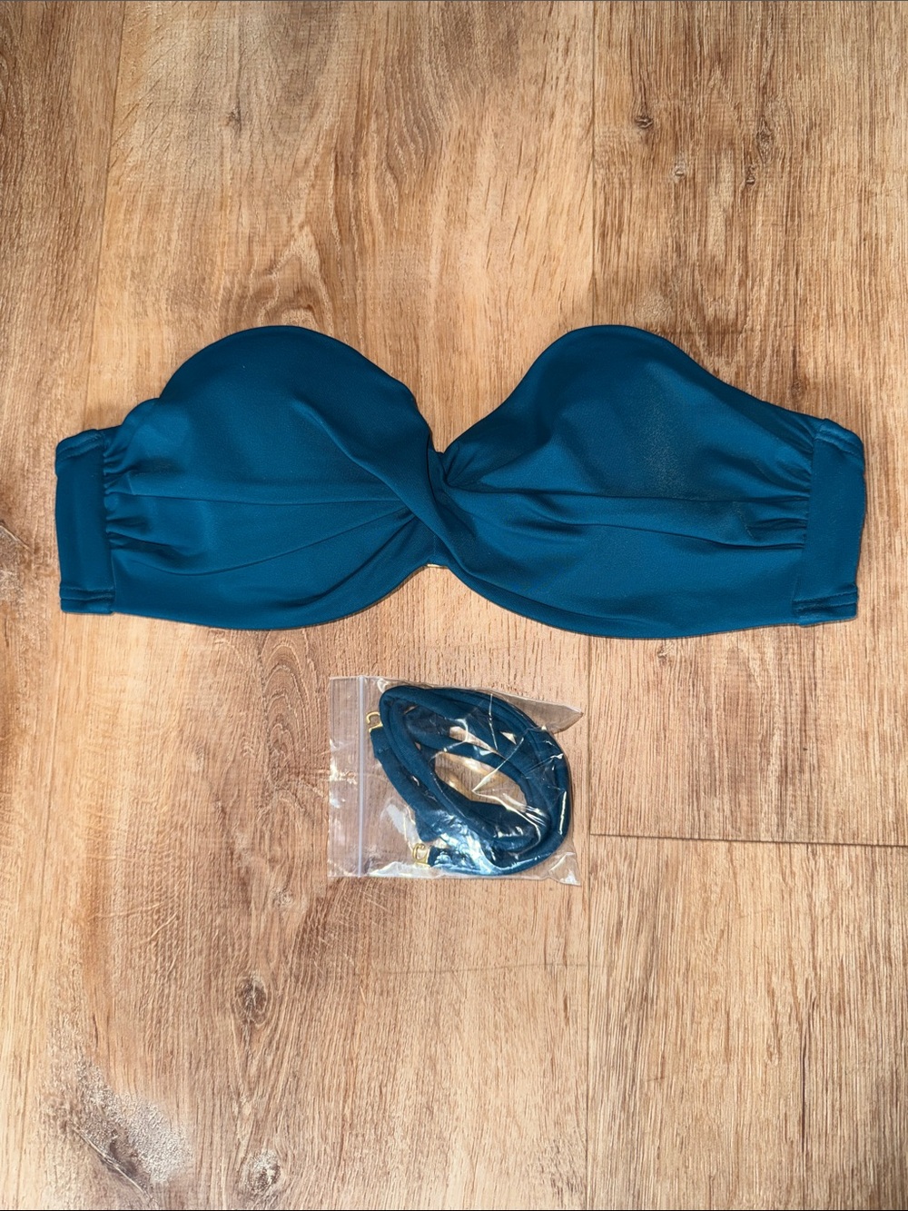 Victoria's Secret Teal Twist-Front Strapless Bikini Top